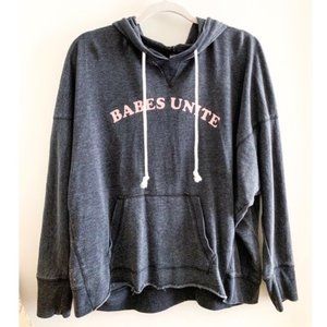Dark grey pink font ‘Babes Unite’ hoodie